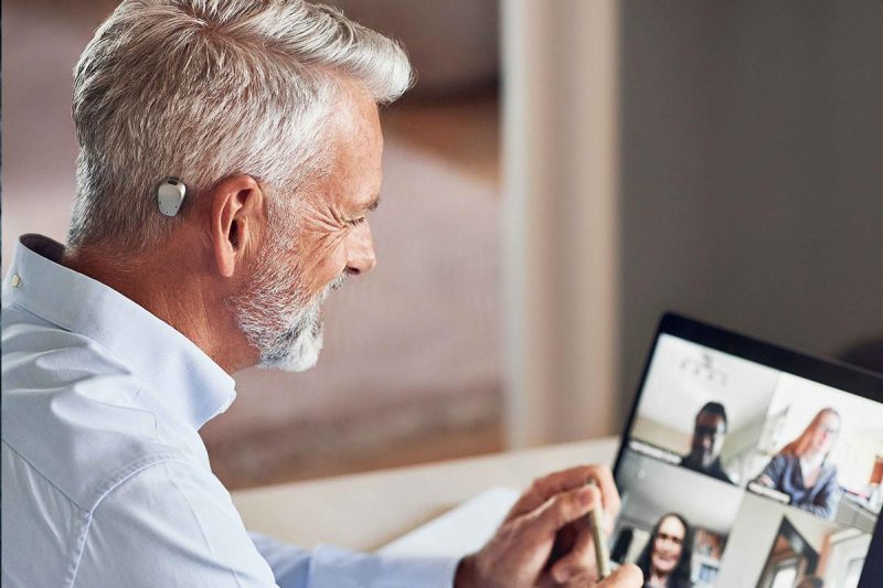  A man with a bone anchored hearing aid (BAHA)